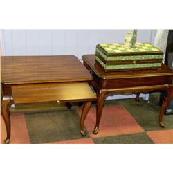 PAIR OF FRENCH PROVINCIAL END TABLES WITH SLIDE