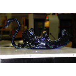 BLUE ART GLASS SWAN