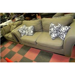 OLIVE GREEN FABRIC COUCH & LOVE SEAT