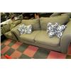 Image 1 : OLIVE GREEN FABRIC COUCH & LOVE SEAT
