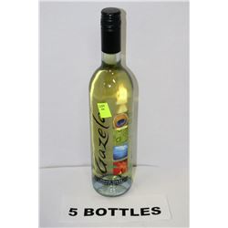 FIVE 750 ML BOTTLES OF GAZELA WHITE WINE 9%