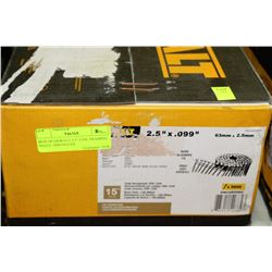 BOX OF DEWALT 2.5" COIL FRAMING NAILS -3600 PIECES