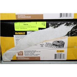 BOX OF DEWALT 2" COIL FRAMING NAILS - 3600 PIECES