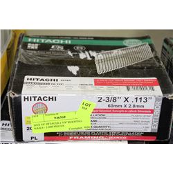 BOX OF HITACHI 2 3/8" ROOFING NAILS - 1,000 PIECES