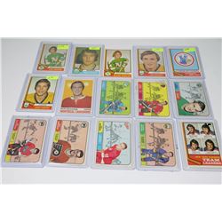 BUNDLE OF 15 68/69 & 74/75 O-PEE-CHEE HOCKEY CARDS