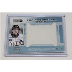 CONNOR MCDAVID LIMITED PRINT GAME USED JERSEY CARD