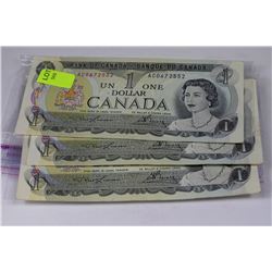 SET OF 3 BANK OF CANADA $1 BANK NOTE