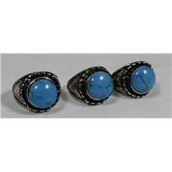 SET OF 3 TURQUOISE STONE RINGS