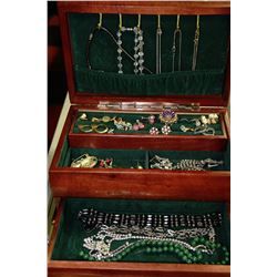 ESTATE 3 LAYER JEWELLERY BOX WITH VINTAGE CONTENTS