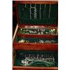 Image 1 : ESTATE 3 LAYER JEWELLERY BOX WITH VINTAGE CONTENTS