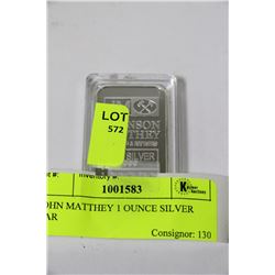 JOHN MATTHEY 1 OUNCE SILVER BAR