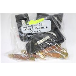 ESTATE WOOD AND BRASS POCKET KNIVES WITH CASES