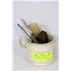 Image 1 : OLD BARBER SHAVING MUG WITH TWO BRUSHES & CLIPPERS
