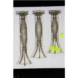 SET OF 3PC SILVERLEAF CANDLEHOLDERS