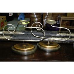 PAIR OF GOLD LEAF/SILVER LEAF CANDLEHOLDERS