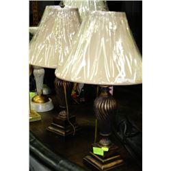 PAIR OF DESIGNER LAMPS - BROWN TONE FINISH
