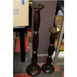 PAIR OF LARGE DECORATIVE WOODEN CANDLEHOLDERS