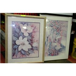 PAIR OF WATERCOLOUR STYLE FRAMED FLORAL PICTURES