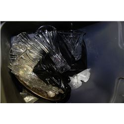 ESTATE TOTE WITH CRYSTAL AND GLASS VASES/PLATTERS