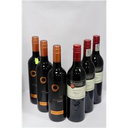 SIX ASSORTED WINES ON CHOICE