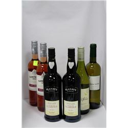 SIX ASSORTED WINES ON CHOICE