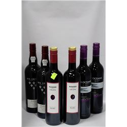 SIX ASSORTED WINES ON CHOICE