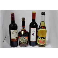 FOUR BOTTLES OF ASSORTED LIQUOR