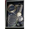 Image 1 : BOX WITH ASSORTED JEWELLERY & WATCHES
