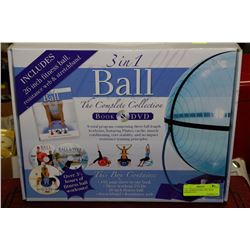 3 IN 1 EXERCISE BALL KIT WITH BOOK & DVD