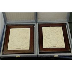 2 VINTAGE CAST SAND ART FRAMED IN ORIGINAL