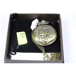 BRONZE POCKET WATCH ELK FACE