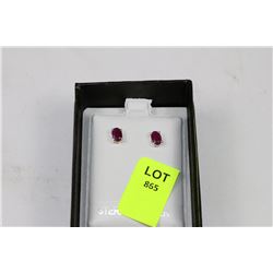 STERLING 925 SILVER RUBY STONE EARRINGS