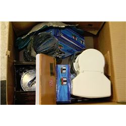 BOX OF SMALL KITCHEN SUPPLIES & DECORATIVE