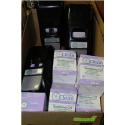 BOX W/3 GLOBAL CLEAN DISPENSERS AND 6