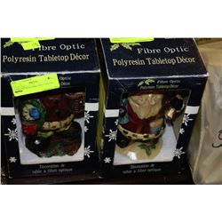 FIBRE OPTIC POLYRESIN CHRISTMAS MOOSE + SANTA X2