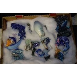 FLAT OF CERAMIC & PEWTER DOLPHINS