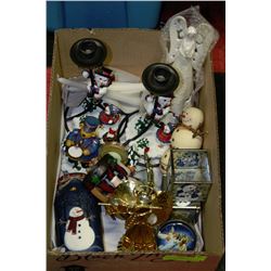 BOX OF CHRISTMAS CANDLEHOLDERS AND