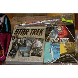 LOT OF STAR TREK BOOKS + STAR WARS TOY GUN