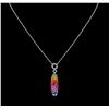 Image 1 : 5.58ctw Multi Color Sapphire and Diamond Pendant With Chain - 14KT White Gold