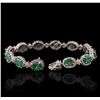 Image 3 : 14KT White Gold 10.60ctw Emerald and Diamond Bracelet