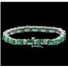 Image 2 : 13.20ctw Emerald and Diamond Bracelet - 14KT White Gold
