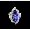 Image 2 : 14KT White Gold 3.92ct Tanzanite and Diamond Ring