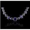 Image 2 : 14KT White Gold 85.76ctw Sapphire Necklace