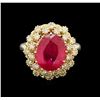 Image 1 : 5.41ct Ruby and Diamond Ring - 14KT Yellow Gold
