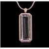 Image 1 : 14KT Rose Gold GIA Certified 162.70ct Kunzite and Diamond Pendant With Chain