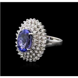 14KT White Gold 4.46ct Tanzanite and Diamond Ring