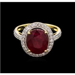 4.80ct Ruby and Diamond Ring - 14KT Yellow Gold