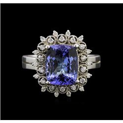 3.25ct Tanzanite and Diamond Ring - 14KT White Gold