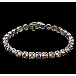 11.30ctw Multi Color Sapphire Bracelet - 14KT White Gold