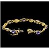 Image 3 : 7.00ctw Tanzanite and Diamond Bracelet - 14KT Yellow Gold